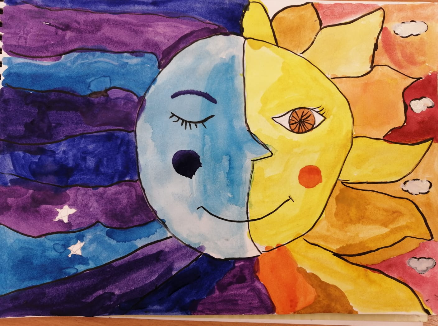 Урок изо во 2 а классе. Акварель. "Теплые и холодные цвета. Солнце и Луна"